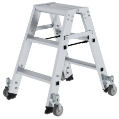 MUNK Stehleiter beidseitig begehbar mit Rollen 2x3 Stufen