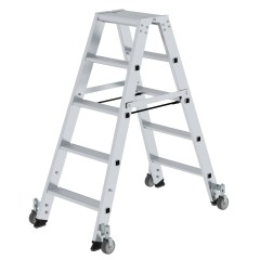 MUNK Stehleiter beidseitig begehbar mit Rollen 2x5 Stufen