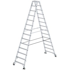 MUNK Stehleiter beidseitig begehbar mit Rollen 2x14 Stufen