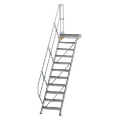 MUNK Treppe mit Plattform 45° inkl. einen Handlauf, 600mm Stufenbreite, 11 Stufen