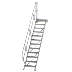 MUNK Treppe mit Plattform 45° inkl. einen Handlauf, 600mm Stufenbreite, 12 Stufen