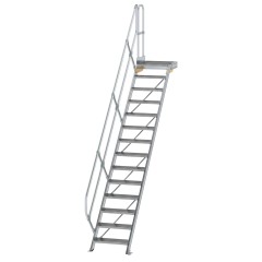 MUNK Treppe mit Plattform 45° inkl. einen Handlauf, 600mm Stufenbreite, 14 Stufen