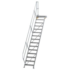 MUNK Treppe mit Plattform 45° inkl. einen Handlauf, 600mm Stufenbreite, 15 Stufen