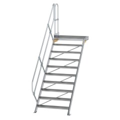MUNK Treppe mit Plattform 45° inkl. einen Handlauf, 1000mm Stufenbreite, 10 Stufen