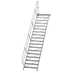 MUNK Treppe mit Plattform 45° inkl. einen Handlauf, 1000mm Stufenbreite, 18 Stufen