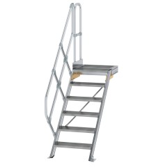 MUNK Treppe mit Plattform 45° inkl. einen Handlauf, 600mm Stufenbreite, 6 Stufen