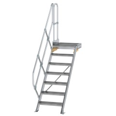 MUNK Treppe mit Plattform 45° inkl. einen Handlauf, 600mm Stufenbreite, 7 Stufen