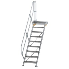 MUNK Treppe mit Plattform 45° inkl. einen Handlauf, 600mm Stufenbreite, 9 Stufen