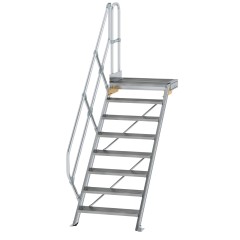 MUNK Treppe mit Plattform 45° inkl. einen Handlauf, 800mm Stufenbreite, 8 Stufen