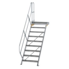 MUNK Treppe mit Plattform 45° inkl. einen Handlauf, 800mm Stufenbreite, 9 Stufen