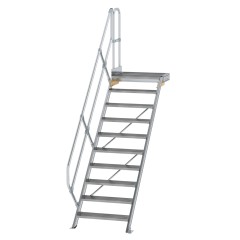 MUNK Treppe mit Plattform 45° inkl. einen Handlauf, 800mm Stufenbreite, 10 Stufen