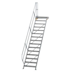 MUNK Treppe mit Plattform 45° inkl. einen Handlauf, 800mm Stufenbreite, 15 Stufen
