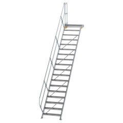 MUNK Treppe mit Plattform 45° inkl. einen Handlauf, 800mm Stufenbreite, 18 Stufen