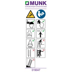 MUNK Produktaufkleber Stehleiter 250 kg einseitig begehbar 20 Stück