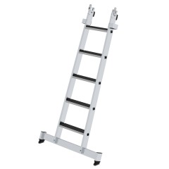 MUNK Stufen-Glasreinigerleiter mit nivello-Traverse clip-step R13, 5-stufiges Unterteil