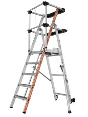 Siedra Stufen Plattformleiter mit Fallschutzschienen und halbautomatischem Schließmechanismus 5 Stufen
