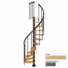 Dolle Spindeltreppe Calgary Buche/Anthrazit 244,8-280,8cm Geschosshöhe Ø120cm