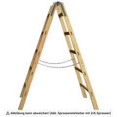 Holz Sprossenstehleiter mit Eimerhaken 2x7 Sprossen