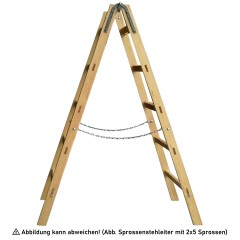 Holz Sprossenstehleiter mit Eimerhaken 2x11 Sprossen