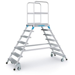 Zarges Podestleiter fahrbar mit 2x7 Leichtmetall-Stufen