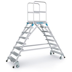 Zarges Podestleiter fahrbar mit 2x8 Leichtmetall-Stufen