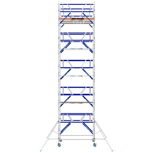 ASC Rollgerüst AGS Pro 190x135cm mit Holz-Plattformen und doppelseitigem Geländer 11,3m Arbeitshöhe