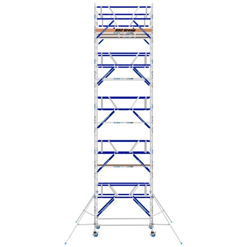 ASC Rollgerüst AGS Pro 250x135cm mit Holz-Plattformen und doppelseitigem Geländer 11,3m Arbeitshöhe