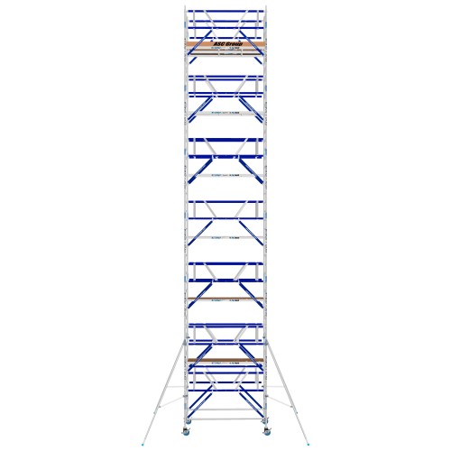 ASC Rollgerüst AGS Pro 305x135cm mit Holz-Plattformen und doppelseitigem Geländer 14,3m Arbeitshöhe