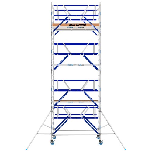 ASC Rollgerüst AGS Pro 305x135cm mit Holz-Plattformen und doppelseitigem Geländer 8,3m Arbeitshöhe