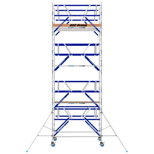 ASC Rollgerüst AGS Pro 190x135cm mit Carbon-Plattformen und doppelseitigem Geländer 8,3m Arbeitshöhe