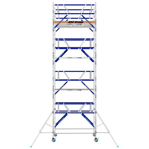 ASC Rollgerüst AGS Pro 190x135cm mit Carbon-Plattformen und doppelseitigem Geländer 9,3m Arbeitshöhe