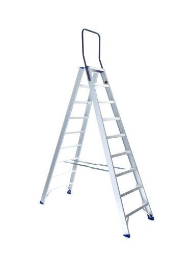 ASC Eurostairs Stufenstehleiter zweiseitig eloxiert mit Bügel 9 Stufen!REPLACEME!