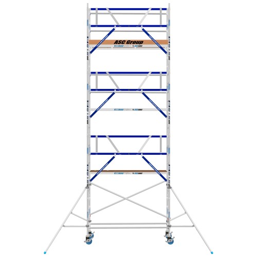 ASC Rollgerüst AGS Pro 190x75cm mit Holz-Plattformen und einseitigem Geländer 8,3m Arbeitshöhe