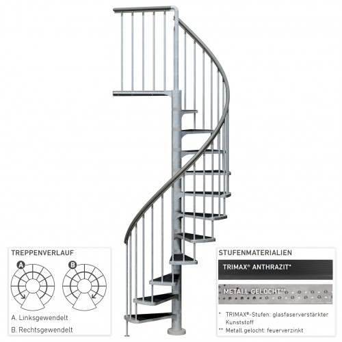 Dolle Aussentreppe Gardenspin 246-282cm Geschosshöhe Ø125-155cm Trimax®/Metall