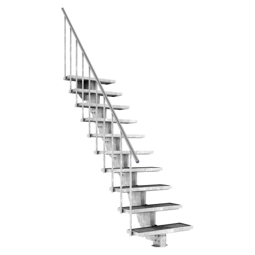 Dolle Außentreppe Gardenstep 80cm breit 10 Stufen Gitterrost 185-225cm Steigungshöhe mit Geländer