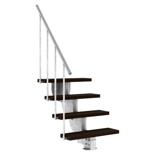 Dolle Außentreppe Gardenstep 80cm breit 4 Stufen Trimax dunkelbraun 74-90cm Steigungshöhe mit Geländer