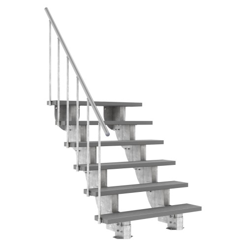 Dolle Außentreppe Gardenstep 120cm breit 6 Stufen Trimax grau 111-135cm Steigungshöhe mit Geländer