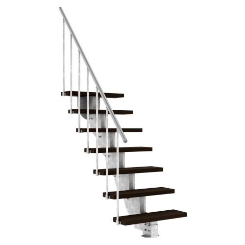 Dolle Außentreppe Gardenstep 80cm breit 7 Stufen Trimax dunkelbraun 129,5-157,5cm Steigungshöhe mit Geländer