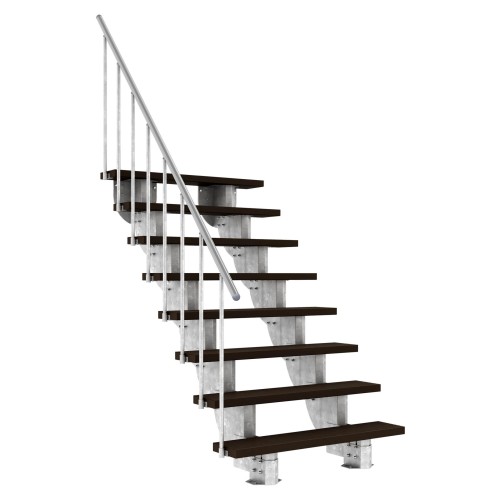 Dolle Außentreppe Gardenstep 120cm breit 8 Stufen Trimax dunkelbraun 148-180cm Steigungshöhe mit Geländer
