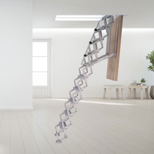 Dolle alu-top Bodentreppe Scherentreppe elektrisch bis 279cm Raumhöhe mit U-Wert 0,58