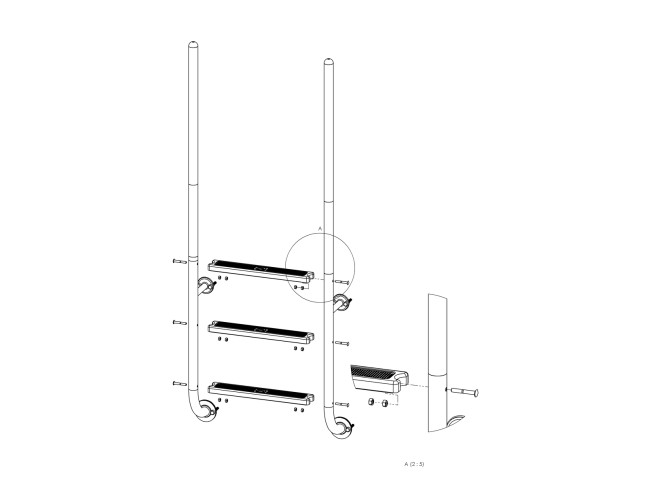 Eichenwald Poolleiter Modell 23 Roma mit einschraubbaren Griffstangen Beckentiefe 1060mm 3 Stufen