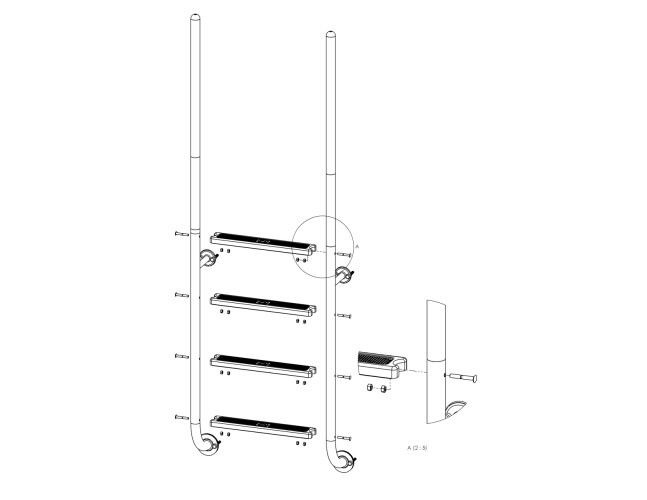 Eichenwald Poolleiter Modell 23 Roma mit einschraubbaren Griffstangen Beckentiefe 1340mm 4 Stufen