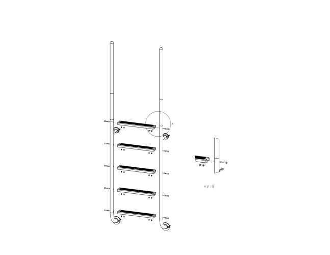 Eichenwald Poolleiter Modell 23 Roma mit einschraubbaren Griffstangen Beckentiefe 1620mm 5 Stufen