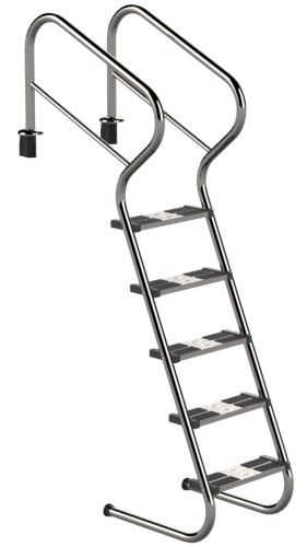 Eichenwald Poolleiter Modell 53 Treppenleiter mit Sicherheitsstufe Leiterlänge 1562mm 5 Stufen