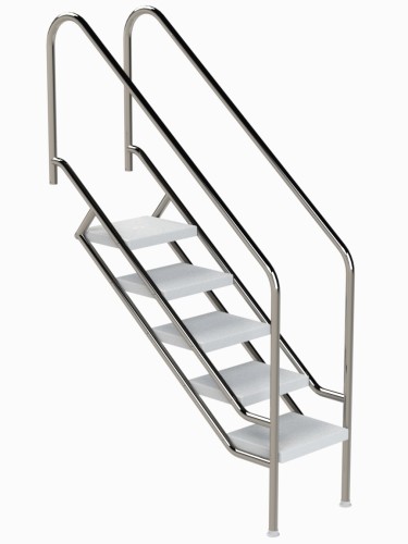 Eichenwald Pooltreppe Modell 08.1 Miami Beckentiefe 1399mm Ausladung 1338mm 5 ABS-Stufen