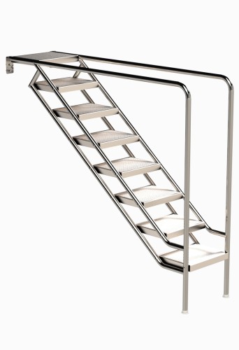 Eichenwald Pooltreppe Modell 08.3 Miami nur Unterteil Beckentiefe 1999mm 8 Edelstahl-Waffelblech-Stufen