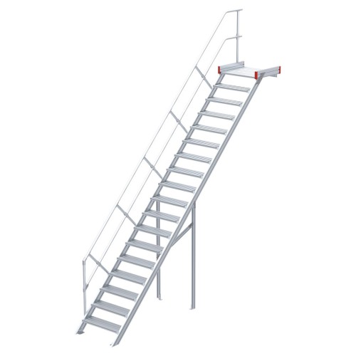 Euroline 511 Podesttreppe 45° 600mm Stufenbreite 18 Stufen Alu gerieft