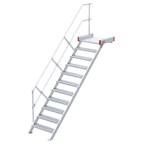 Euroline 511 Podesttreppe 45° 1000mm Stufenbreite 11 Stufen Alu gerieft