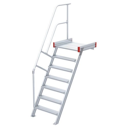 Euroline 511 Podesttreppe 60° 600mm Stufenbreite 7 Stufen Alu gerieft