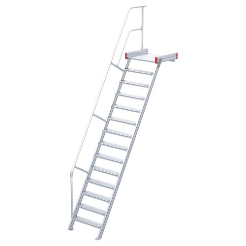 Euroline 511 Podesttreppe 60° 600mm Stufenbreite 14 Stufen Alu gerieft